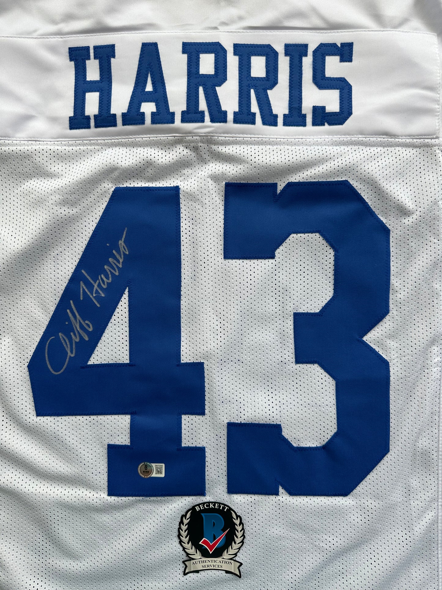 CLIFF HARRIS DALLAS COWBOYS SIGNED 2XL WHITE JERSEY BAS COA