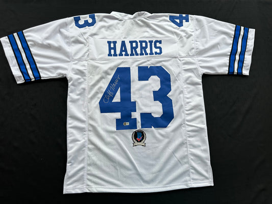 CLIFF HARRIS DALLAS COWBOYS SIGNED 2XL WHITE JERSEY BAS COA