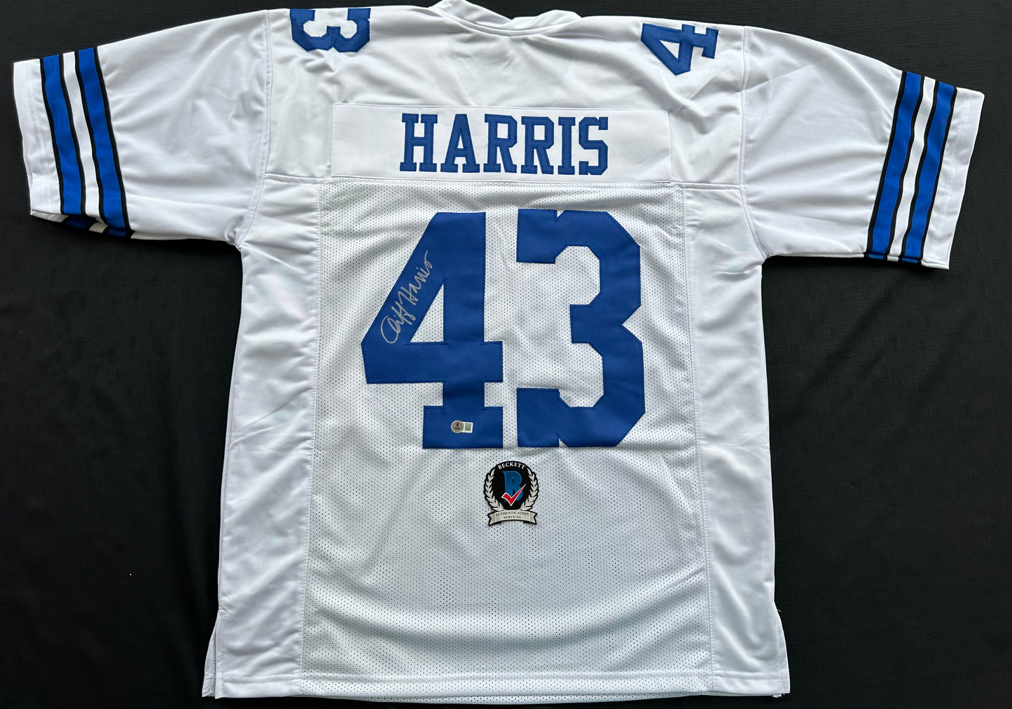 CLIFF HARRIS DALLAS COWBOYS SIGNED 2XL WHITE JERSEY BAS COA