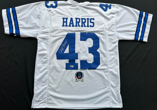 CLIFF HARRIS DALLAS COWBOYS SIGNED 2XL WHITE JERSEY BAS COA