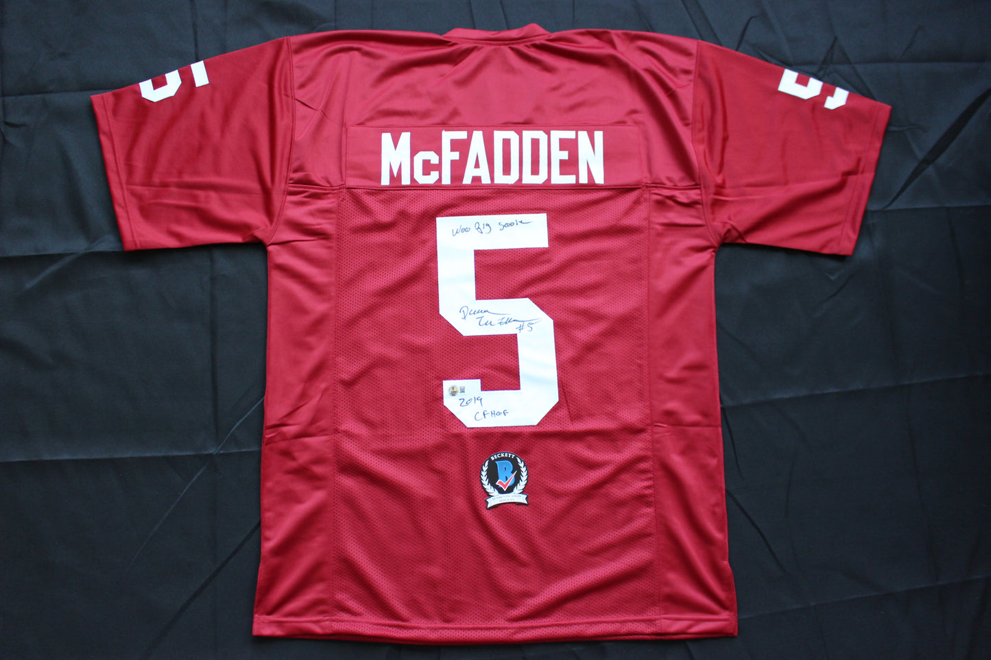 DARREN McFADDEN ARKANSAS RAZORBACKS SIGNED JERSEY w/WPS 2019 CFHOF BAS COA