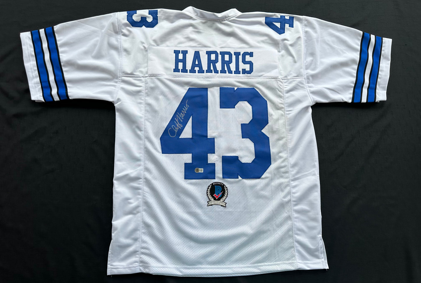 CLIFF HARRIS DALLAS COWBOYS SIGNED 2XL WHITE JERSEY BAS COA