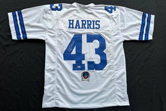 CLIFF HARRIS DALLAS COWBOYS SIGNED 2XL WHITE JERSEY BAS COA