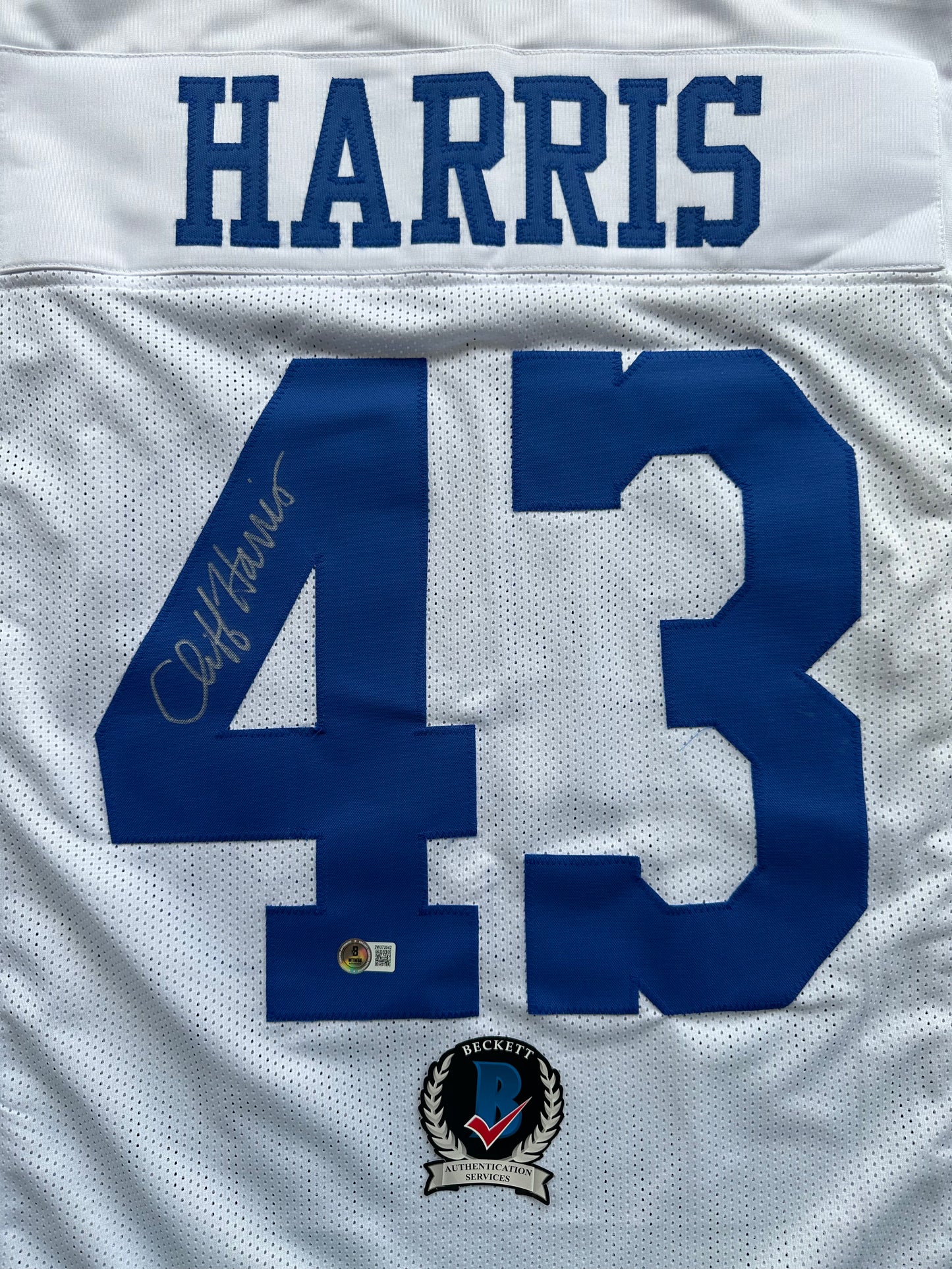 CLIFF HARRIS DALLAS COWBOYS SIGNED 2XL WHITE JERSEY BAS COA