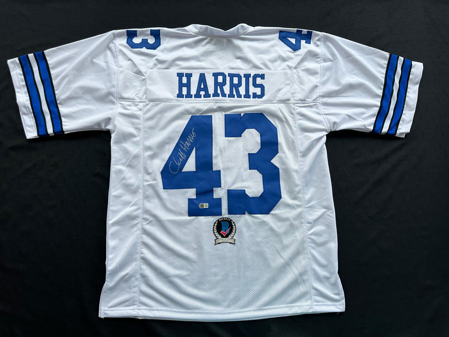 CLIFF HARRIS DALLAS COWBOYS SIGNED 2XL WHITE JERSEY BAS COA