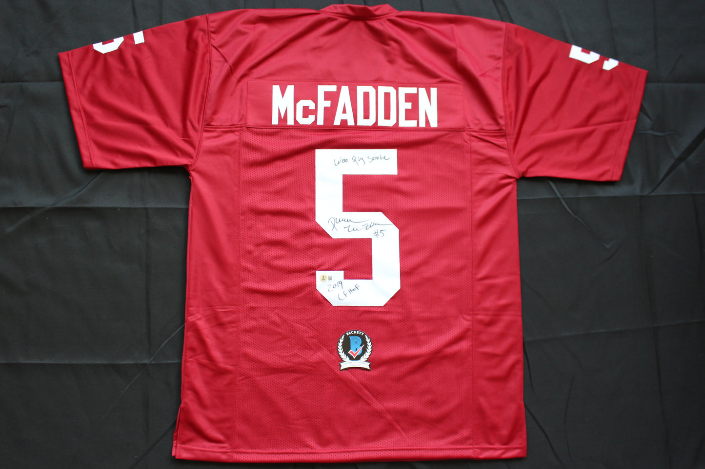 DARREN McFADDEN ARKANSAS RAZORBACKS SIGNED JERSEY w/WPS 2019 CFHOF BAS COA