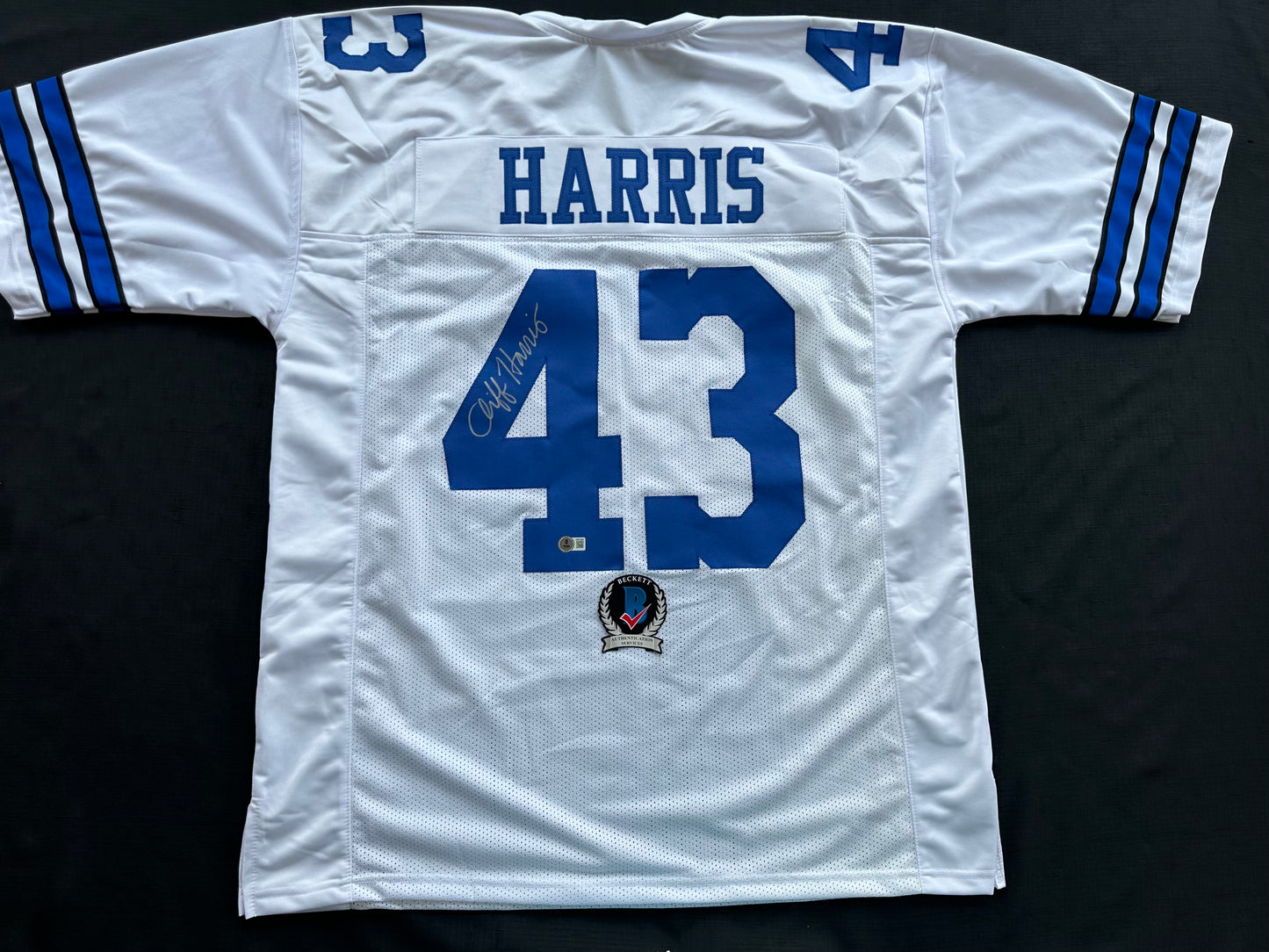 CLIFF HARRIS DALLAS COWBOYS SIGNED 3XL WHITE JERSEY BAS COA