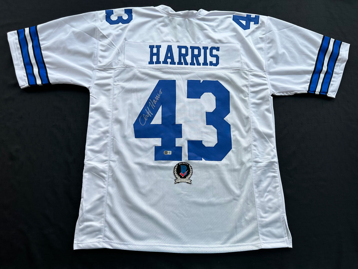 CLIFF HARRIS DALLAS COWBOYS SIGNED 3XL WHITE JERSEY BAS COA