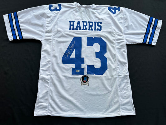 CLIFF HARRIS DALLAS COWBOYS SIGNED 3XL WHITE JERSEY BAS COA