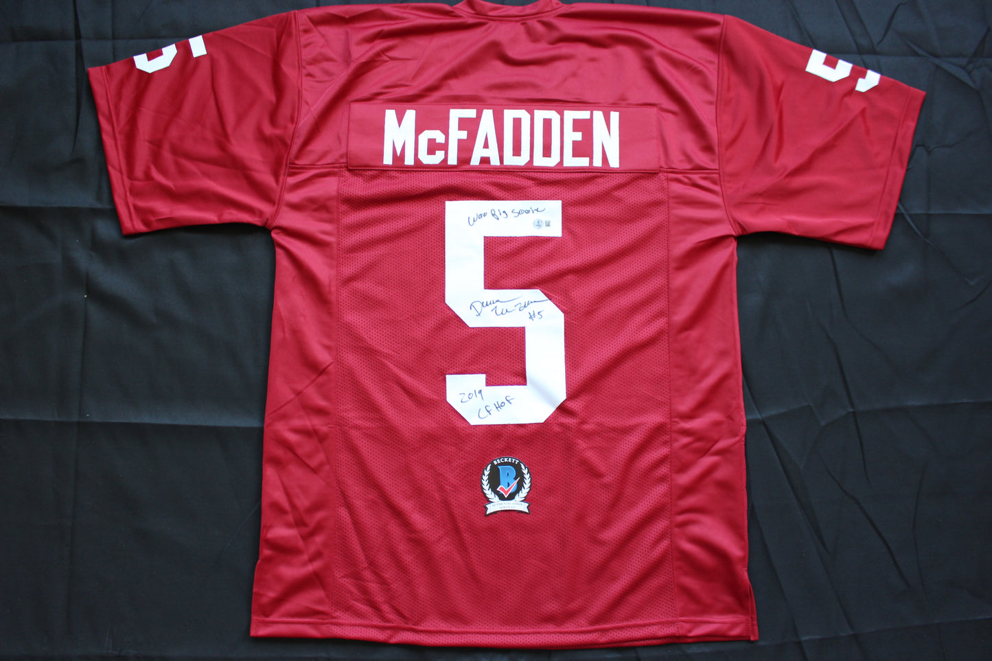DARREN McFADDEN ARKANSAS RAZORBACKS SIGNED JERSEY w/WPS 2019 CFHOF BAS COA