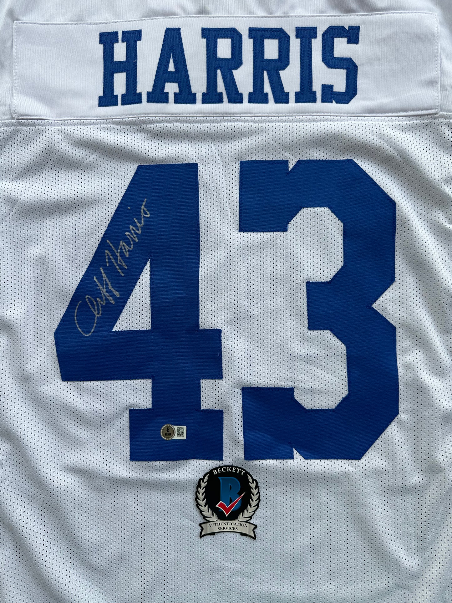 CLIFF HARRIS DALLAS COWBOYS SIGNED 3XL WHITE JERSEY BAS COA