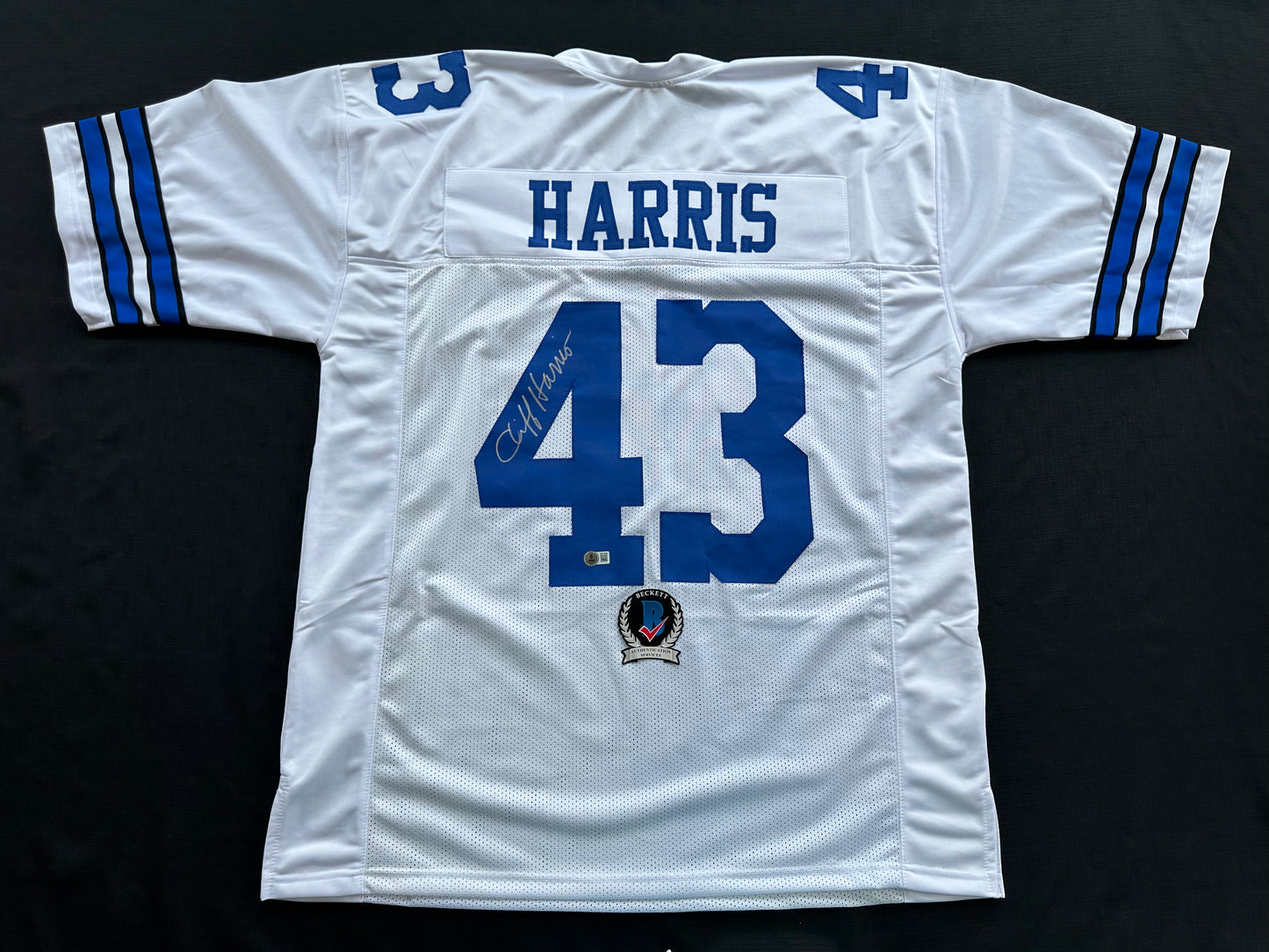 CLIFF HARRIS DALLAS COWBOYS SIGNED 3XL WHITE JERSEY BAS COA