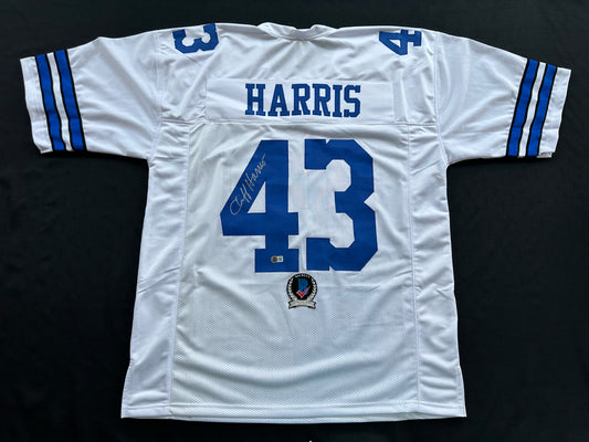 CLIFF HARRIS DALLAS COWBOYS SIGNED 3XL WHITE JERSEY BAS COA