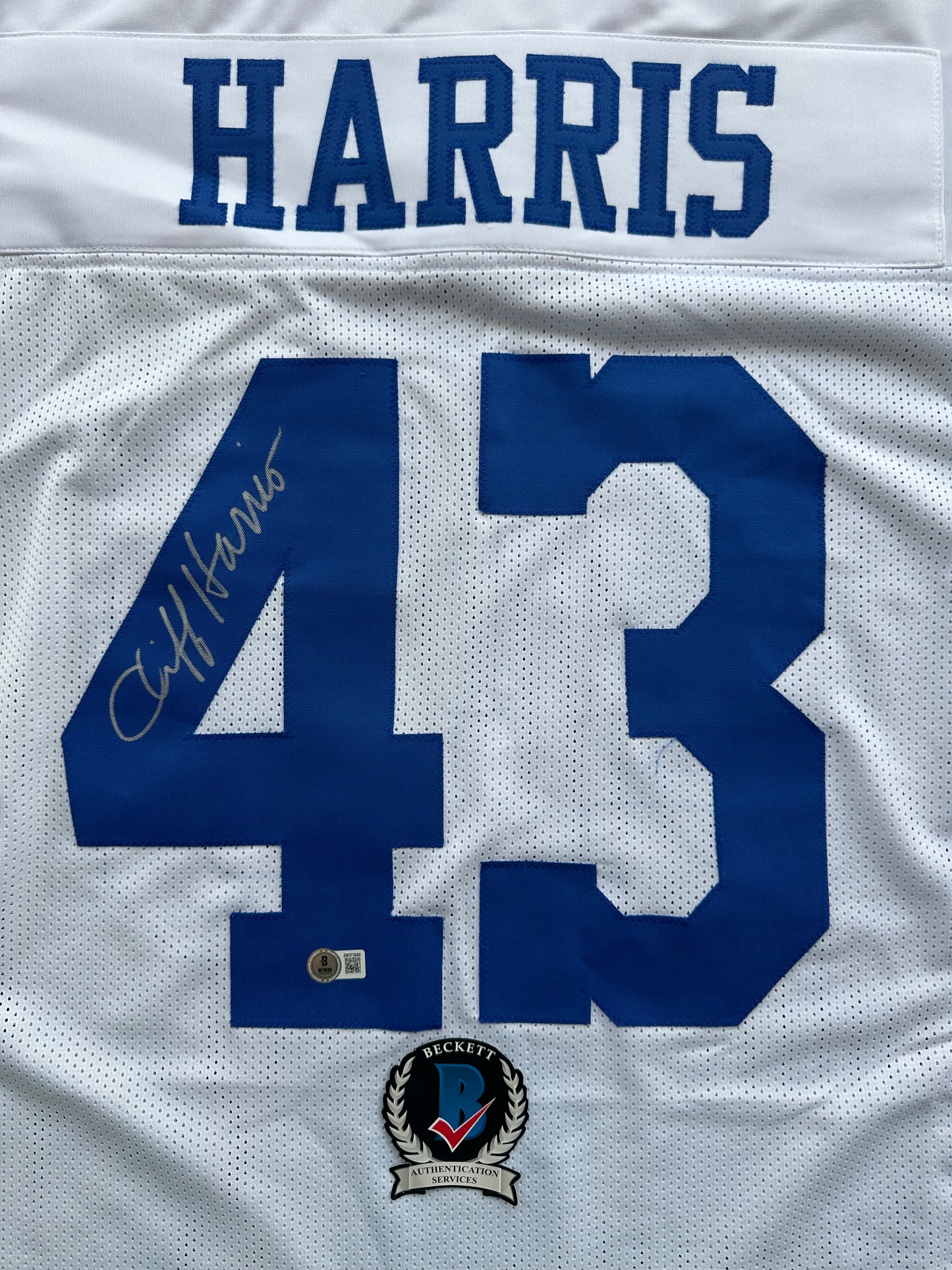CLIFF HARRIS DALLAS COWBOYS SIGNED 3XL WHITE JERSEY BAS COA