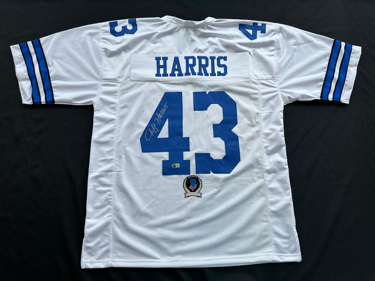 CLIFF HARRIS DALLAS COWBOYS SIGNED 3XL WHITE JERSEY BAS COA