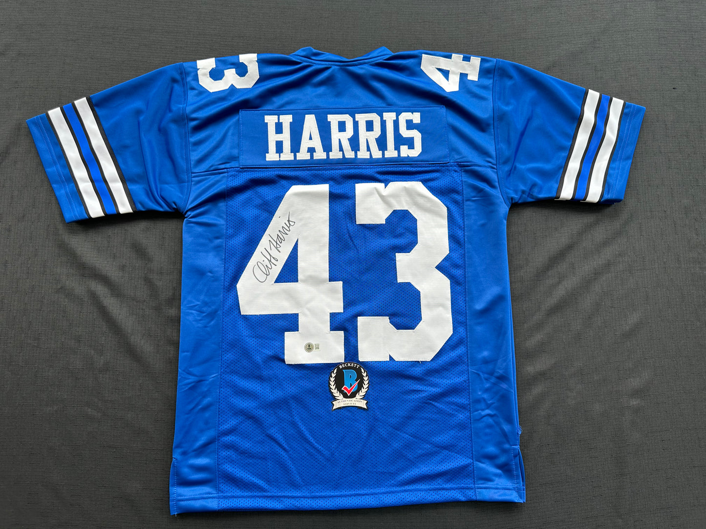 CLIFF HARRIS DALLAS COWBOYS SIGNED Medium BLUE JERSEY BAS COA