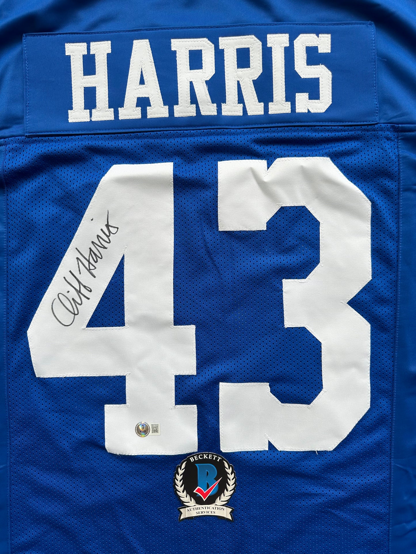 CLIFF HARRIS DALLAS COWBOYS SIGNED Medium BLUE JERSEY BAS COA