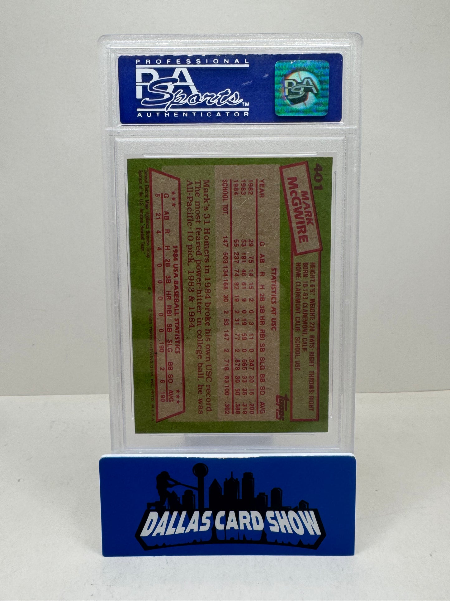 1985 Topps Mark McGwire Rookie #401 PSA 8