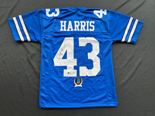 CLIFF HARRIS DALLAS COWBOYS SIGNED Medium BLUE JERSEY BAS COA