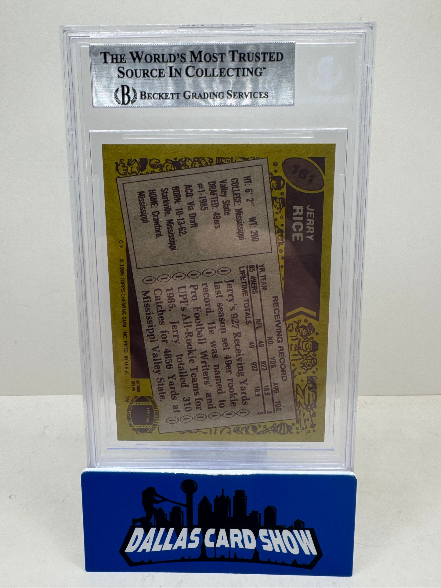 1986 Topps Jerry Rice Rookie #161 BGS 7.5