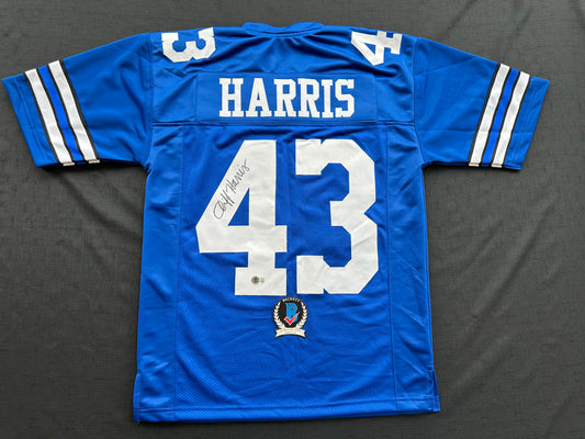 CLIFF HARRIS DALLAS COWBOYS SIGNED Medium BLUE JERSEY BAS COA