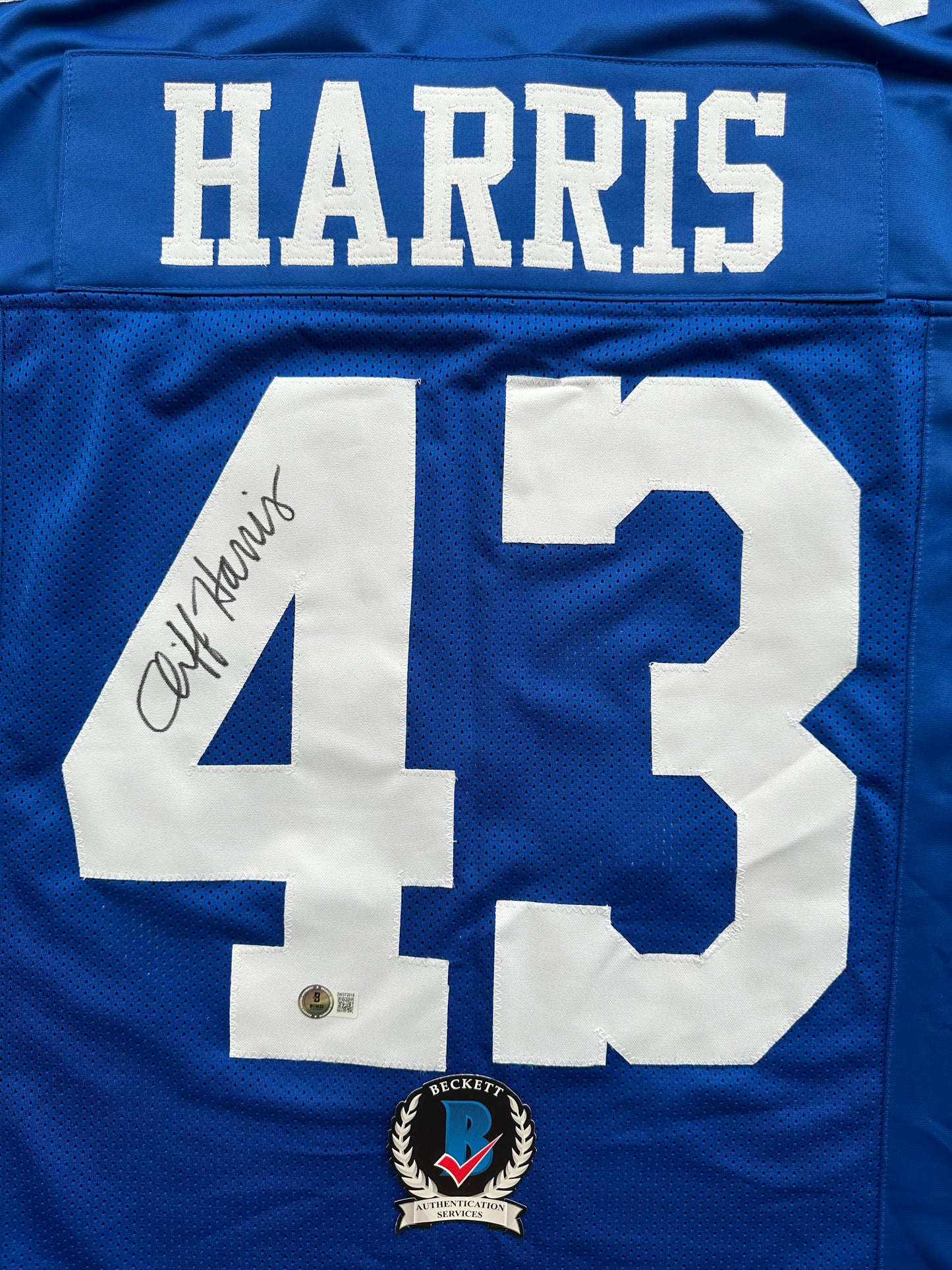 CLIFF HARRIS DALLAS COWBOYS SIGNED Medium BLUE JERSEY BAS COA
