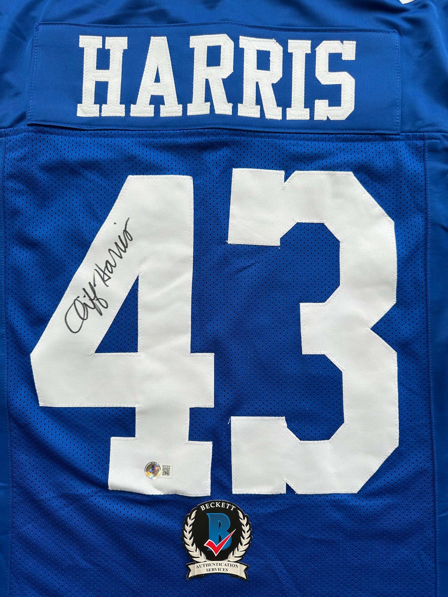 CLIFF HARRIS DALLAS COWBOYS SIGNED Medium BLUE JERSEY BAS COA