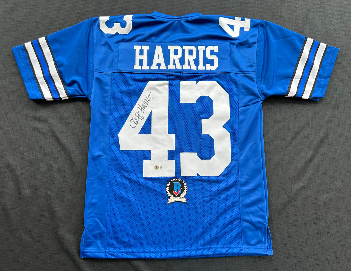 CLIFF HARRIS DALLAS COWBOYS SIGNED Medium BLUE JERSEY BAS COA