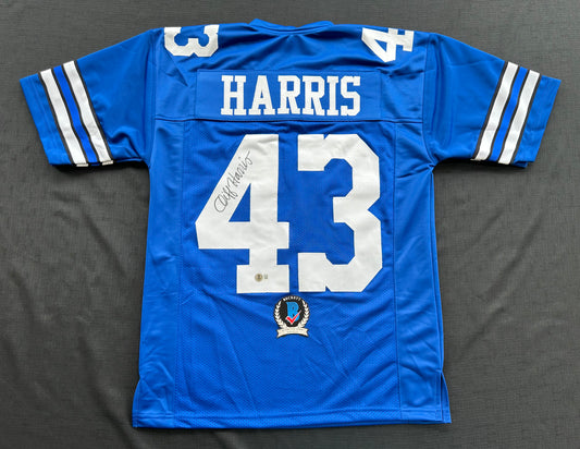 CLIFF HARRIS DALLAS COWBOYS SIGNED Medium BLUE JERSEY BAS COA