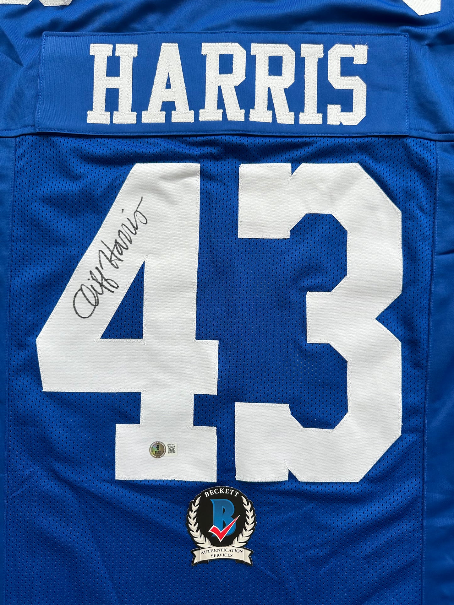 CLIFF HARRIS DALLAS COWBOYS SIGNED Medium BLUE JERSEY BAS COA
