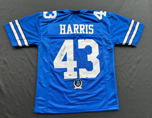 CLIFF HARRIS DALLAS COWBOYS SIGNED Large BLUE JERSEY BAS COA