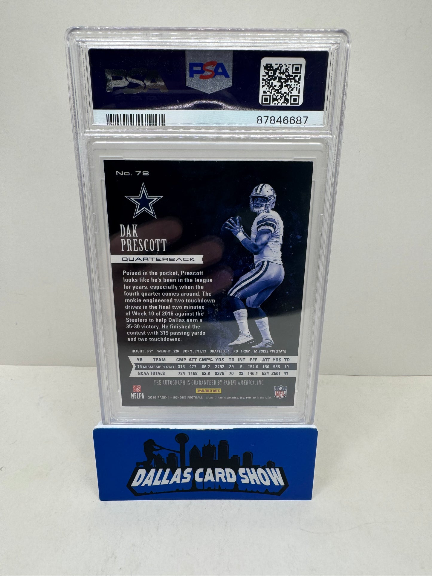 2016 Panini Honors Dak Prescott Auto Red /75 PSA 9 Auto 10