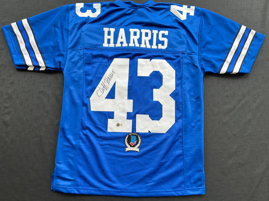 CLIFF HARRIS DALLAS COWBOYS SIGNED Large BLUE JERSEY BAS COA