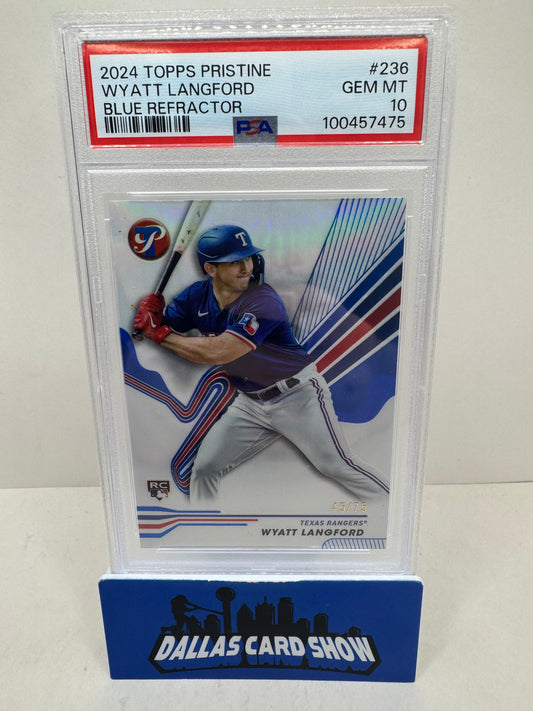 2024 Topps Pristine Wyatt Langford Blue 45/75 PSA 10