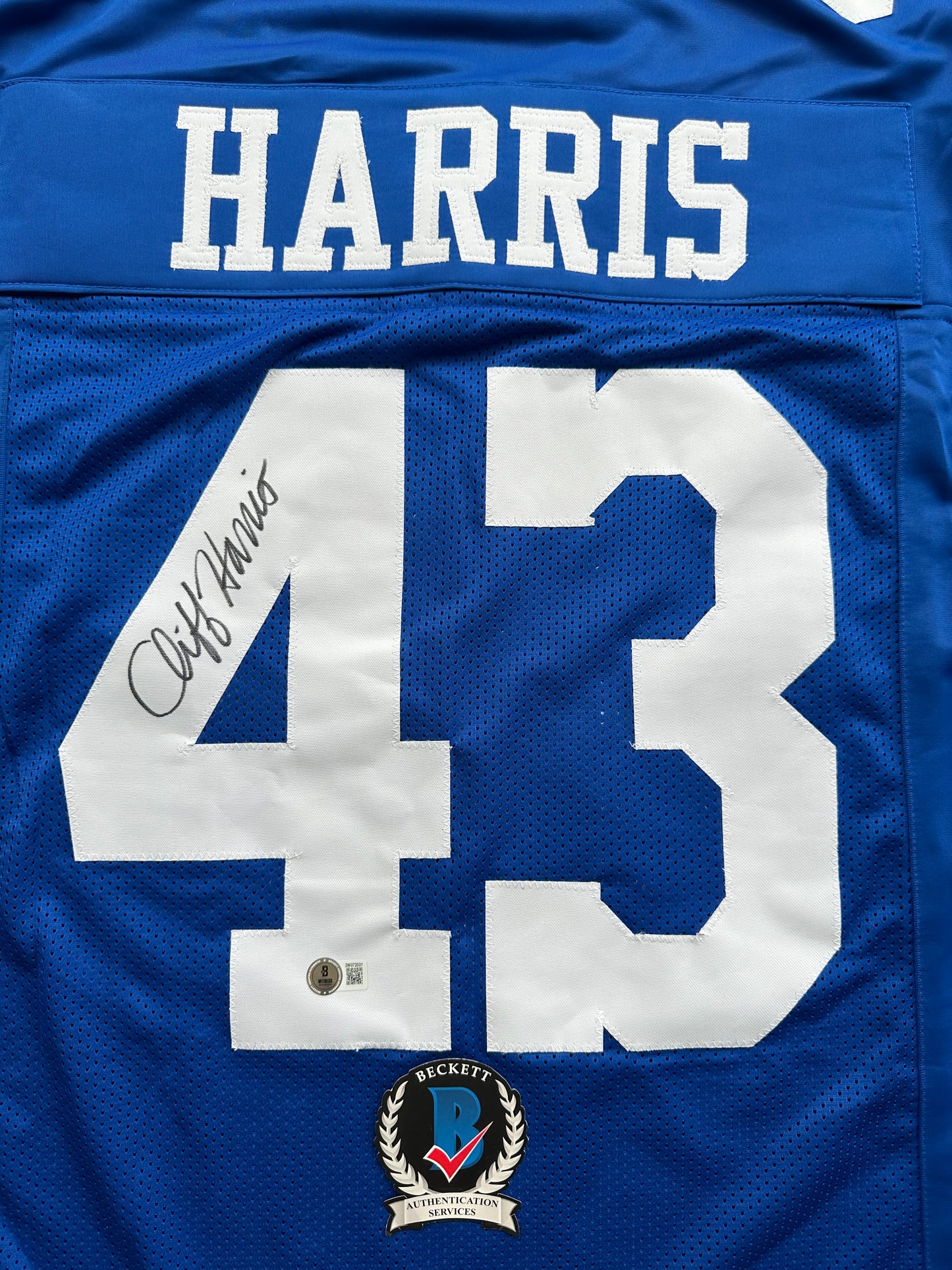 CLIFF HARRIS DALLAS COWBOYS SIGNED Large BLUE JERSEY BAS COA