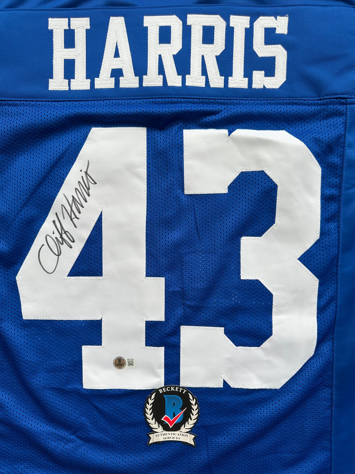 CLIFF HARRIS DALLAS COWBOYS SIGNED Large BLUE JERSEY BAS COA