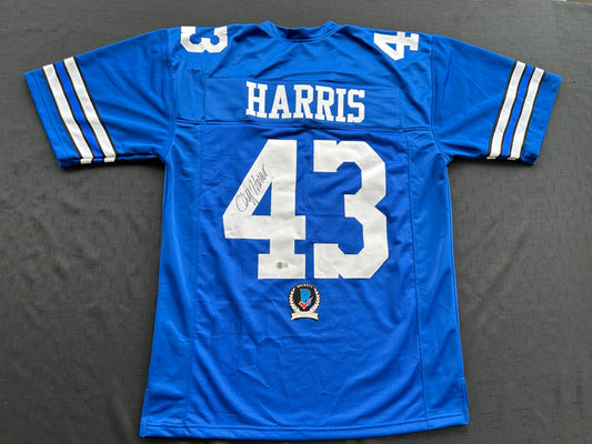 CLIFF HARRIS DALLAS COWBOYS SIGNED XL BLUE JERSEY BAS COA