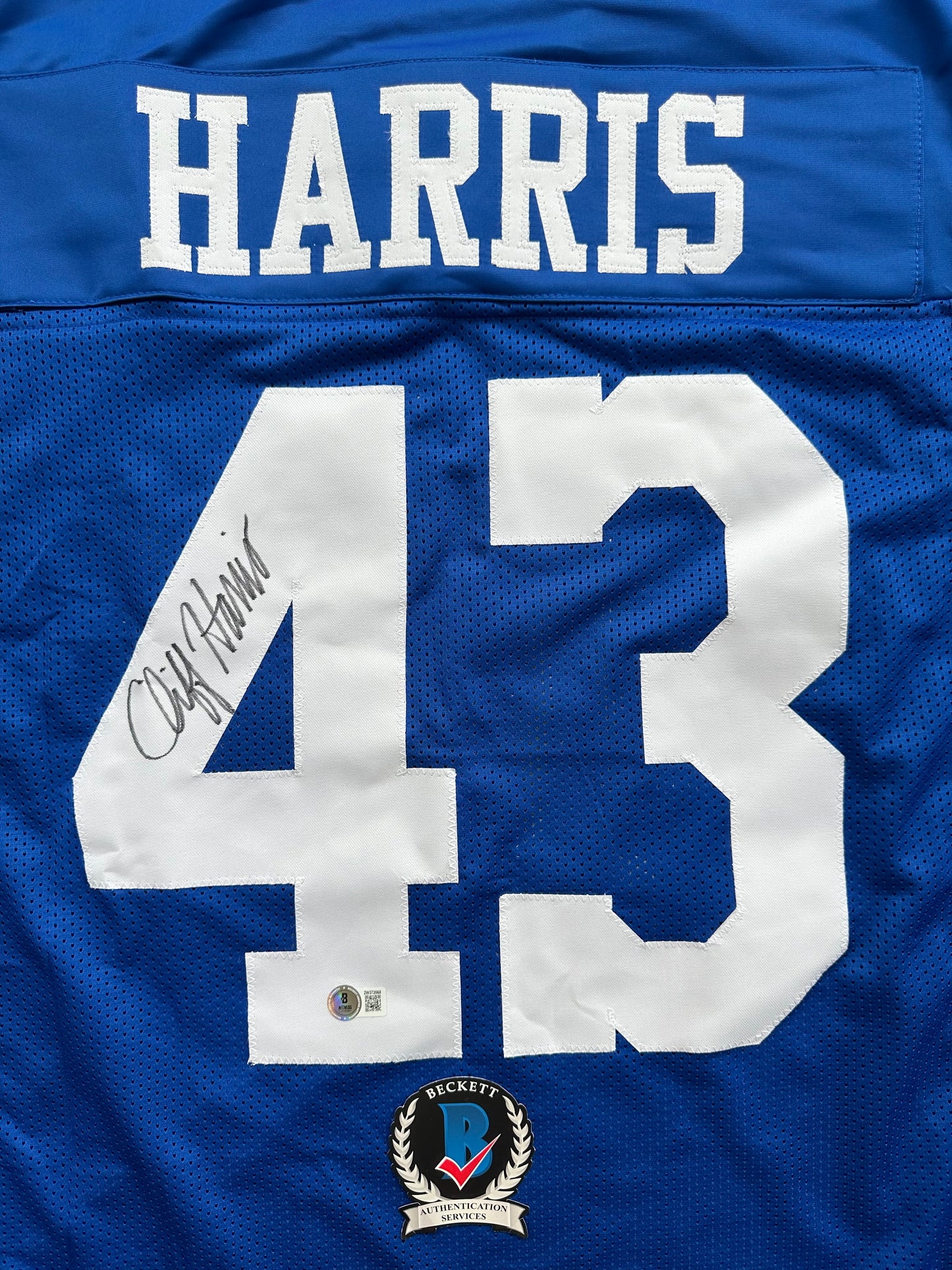 CLIFF HARRIS DALLAS COWBOYS SIGNED XL BLUE JERSEY BAS COA