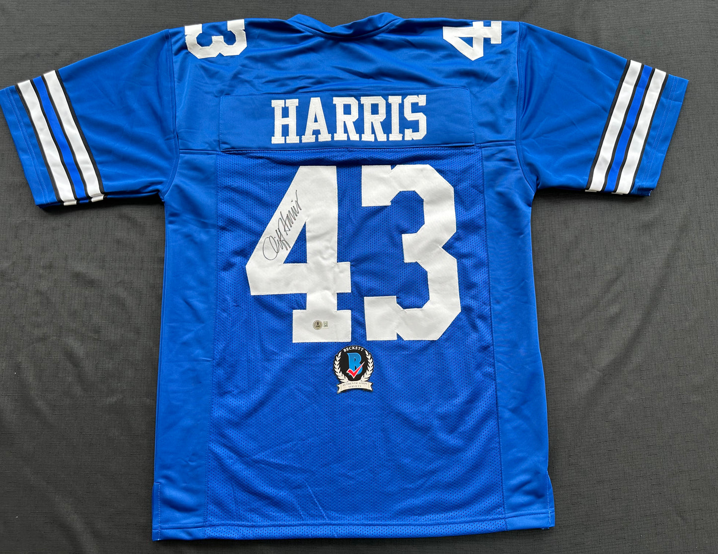 CLIFF HARRIS DALLAS COWBOYS SIGNED XL BLUE JERSEY BAS COA