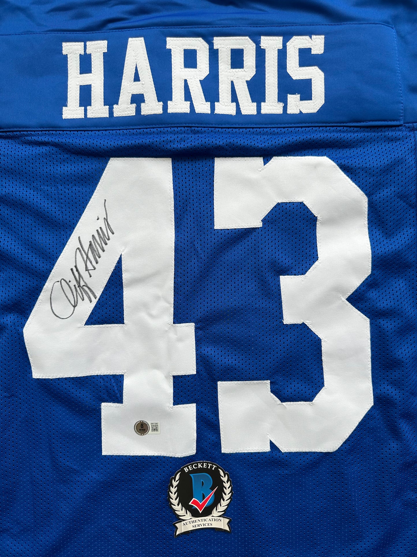 CLIFF HARRIS DALLAS COWBOYS SIGNED XL BLUE JERSEY BAS COA