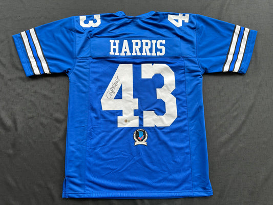 CLIFF HARRIS DALLAS COWBOYS SIGNED XL BLUE JERSEY BAS COA