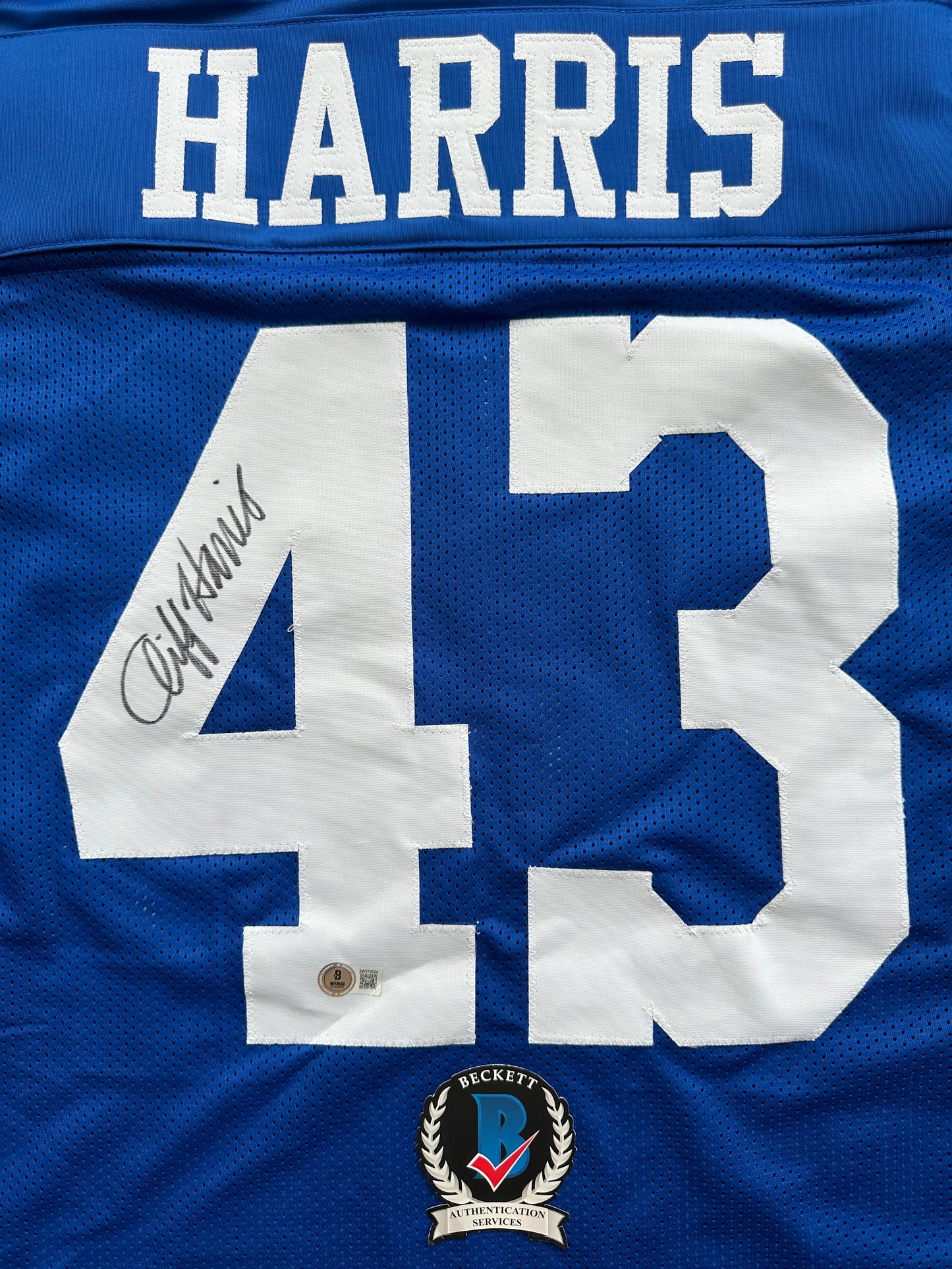 CLIFF HARRIS DALLAS COWBOYS SIGNED XL BLUE JERSEY BAS COA