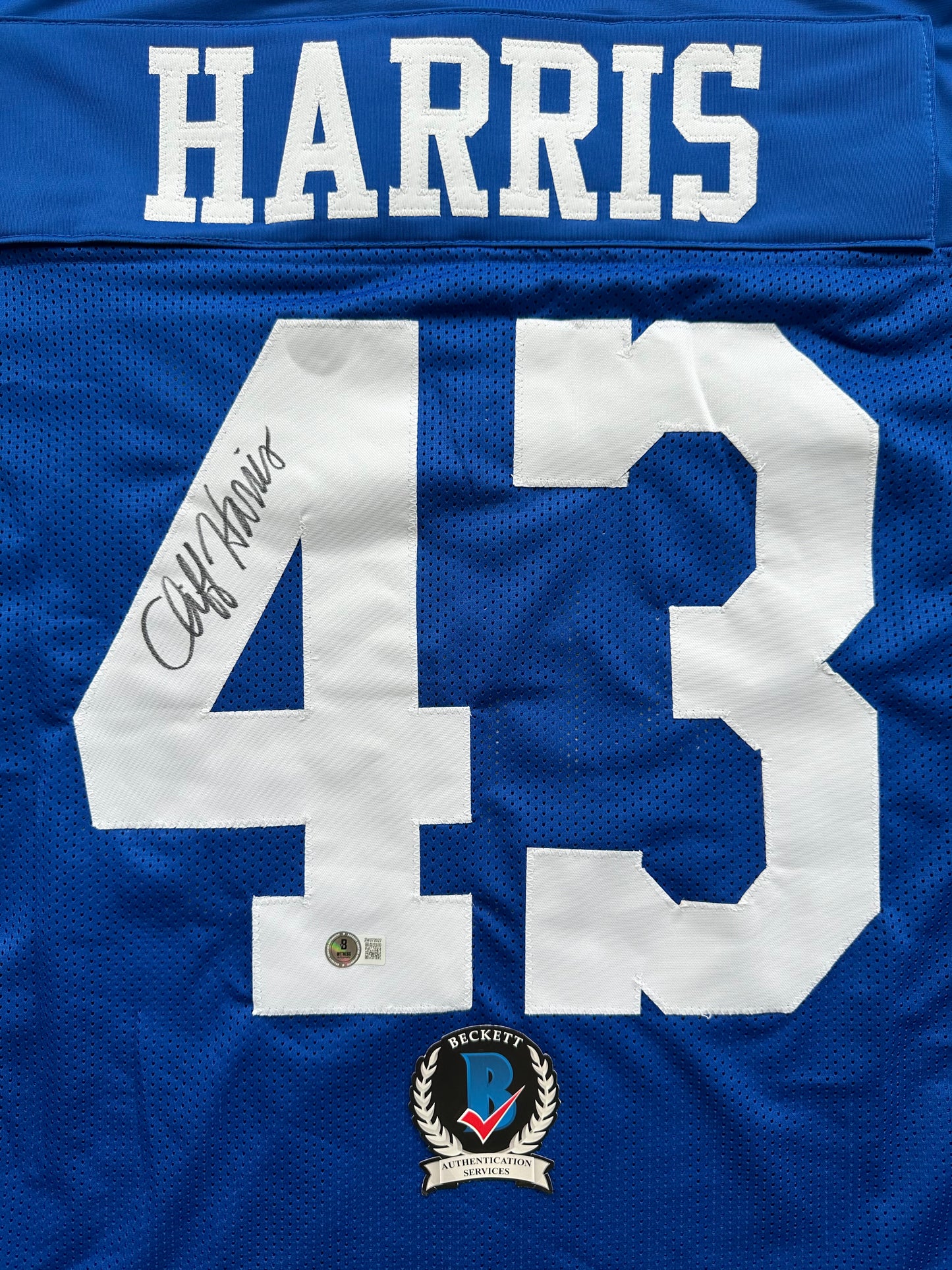 CLIFF HARRIS DALLAS COWBOYS SIGNED XL BLUE JERSEY BAS COA