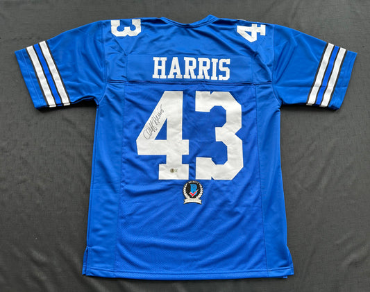 CLIFF HARRIS DALLAS COWBOYS SIGNED XL BLUE JERSEY BAS COA