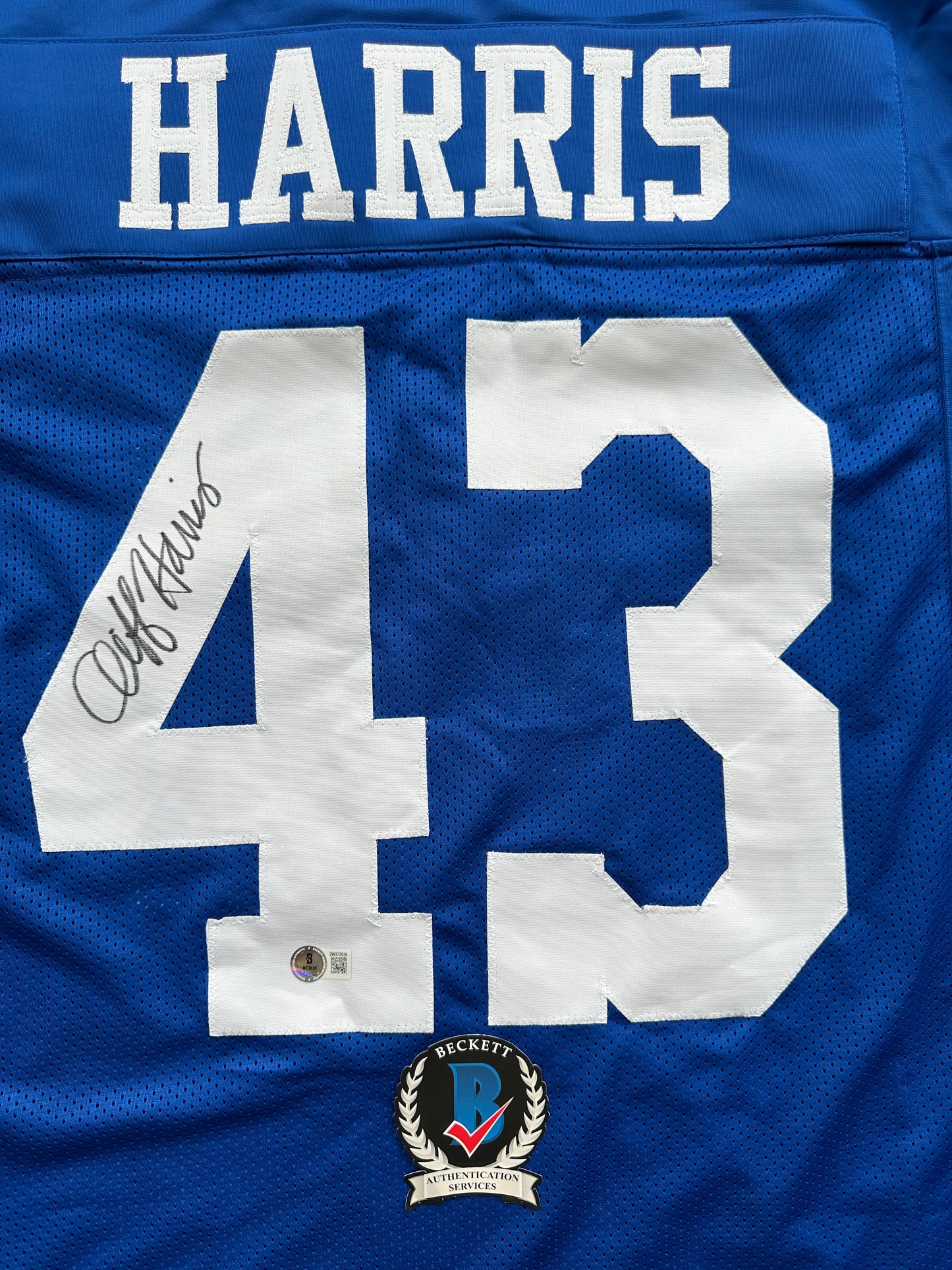 CLIFF HARRIS DALLAS COWBOYS SIGNED XL BLUE JERSEY BAS COA
