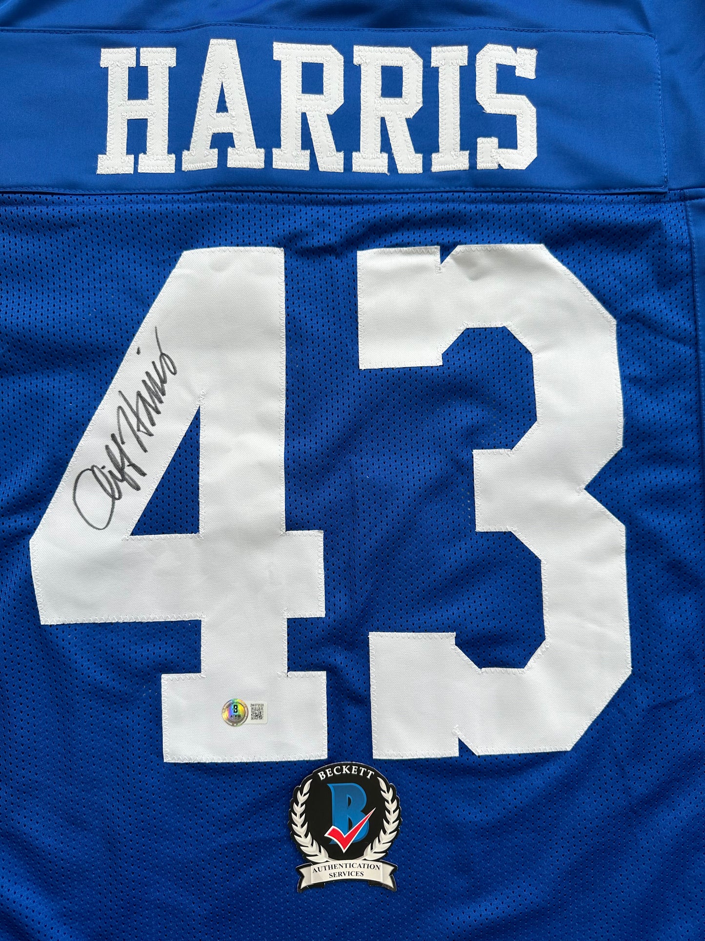CLIFF HARRIS DALLAS COWBOYS SIGNED XL BLUE JERSEY BAS COA