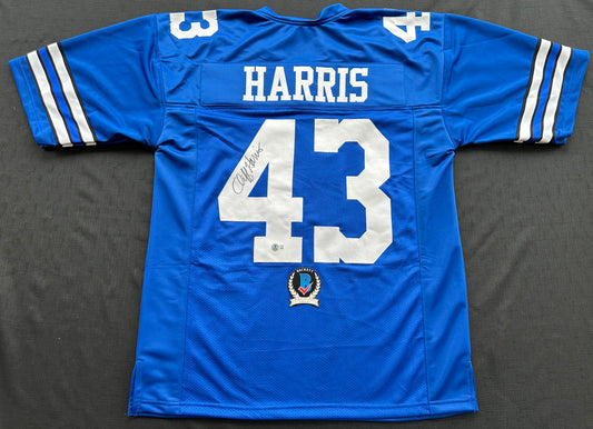 CLIFF HARRIS DALLAS COWBOYS SIGNED 2XL BLUE JERSEY BAS COA