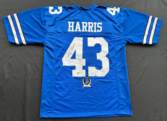 CLIFF HARRIS DALLAS COWBOYS SIGNED 2XL BLUE JERSEY BAS COA