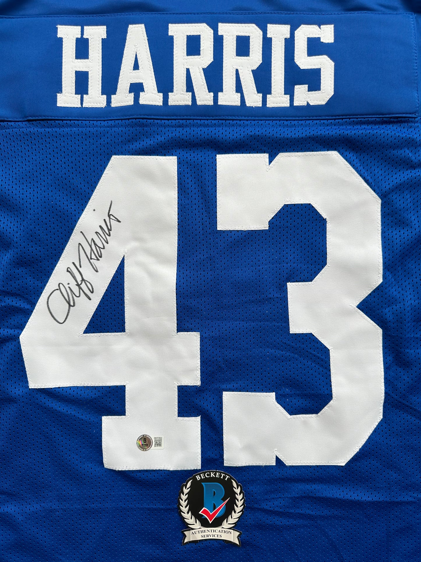 CLIFF HARRIS DALLAS COWBOYS SIGNED 2XL BLUE JERSEY BAS COA