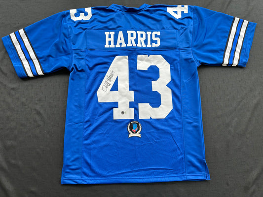 CLIFF HARRIS DALLAS COWBOYS SIGNED 2XL BLUE JERSEY BAS COA